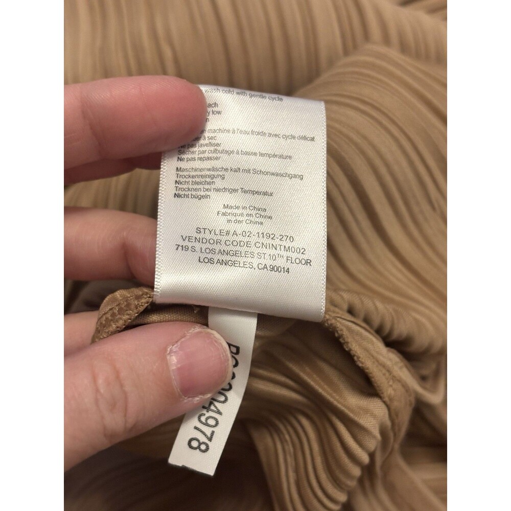 Anine Bing Melanie Pleated Midi Dress Brown Size M Sleeveless Slit - Picture 7 of 9